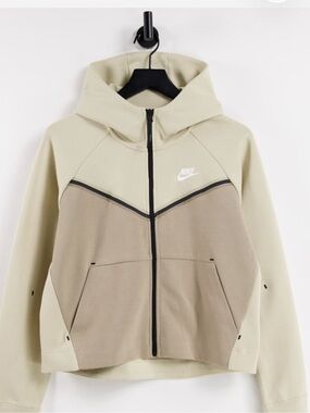 Nike Women's Tech Fleece Windrunner Full Zip Hoodie Khaki Black  Sz XL NWOT